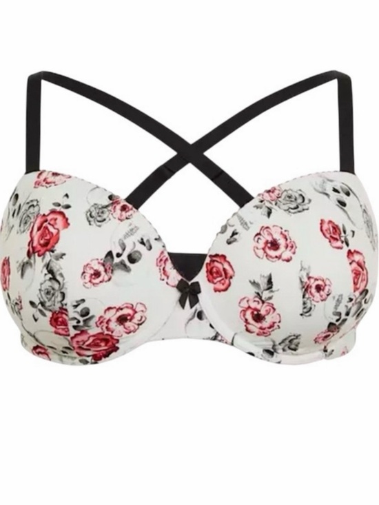 torrid Other - Torrid Curve Body™ white Skull red rose Floral Demi Bra white rockabilly 46DD